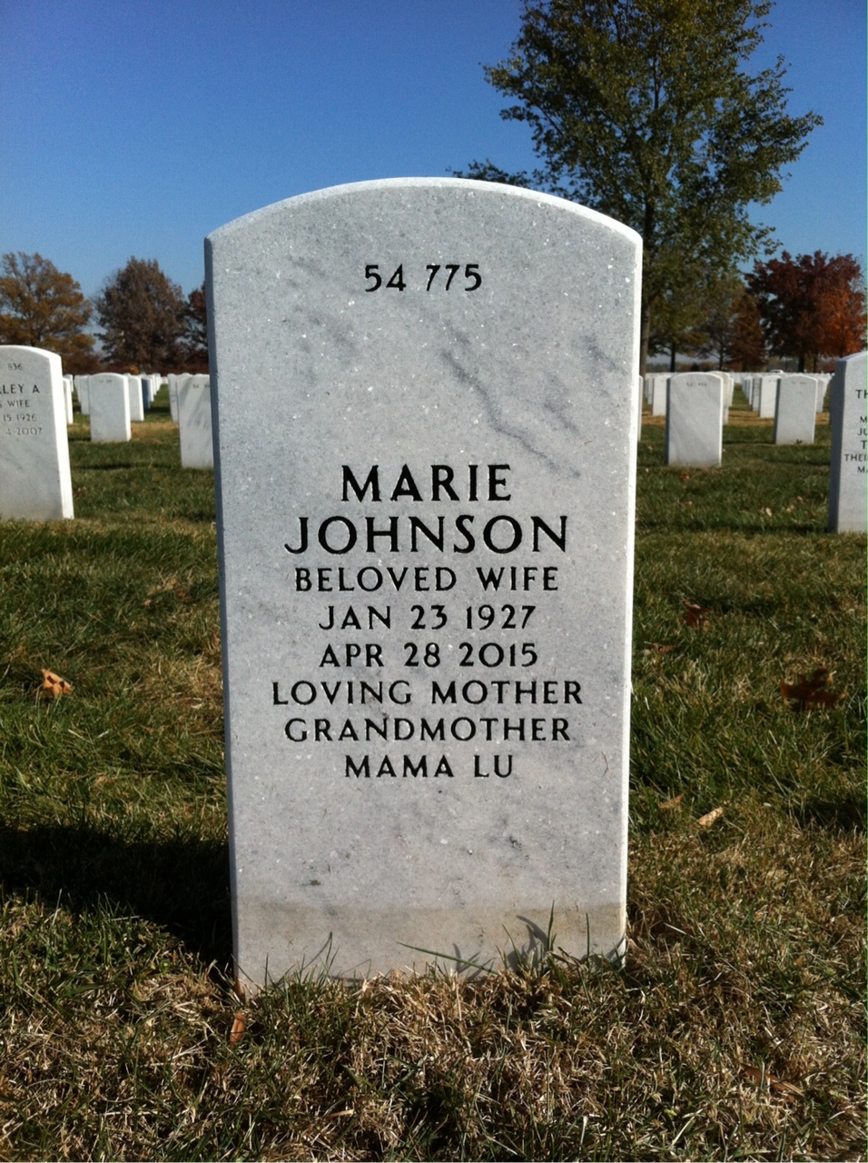 Back of headstone — Donald Luzius