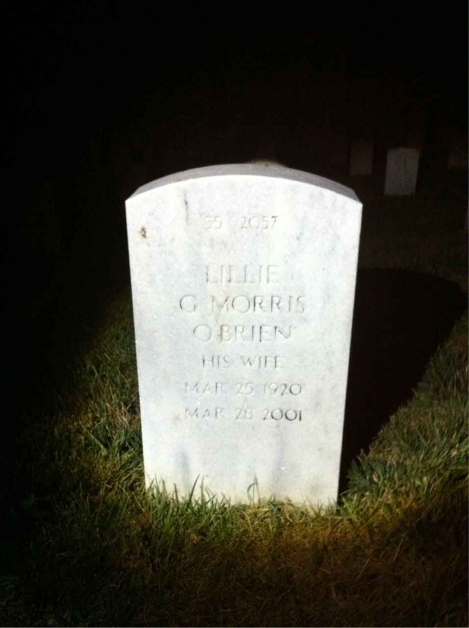 Back of headstone — James Morris