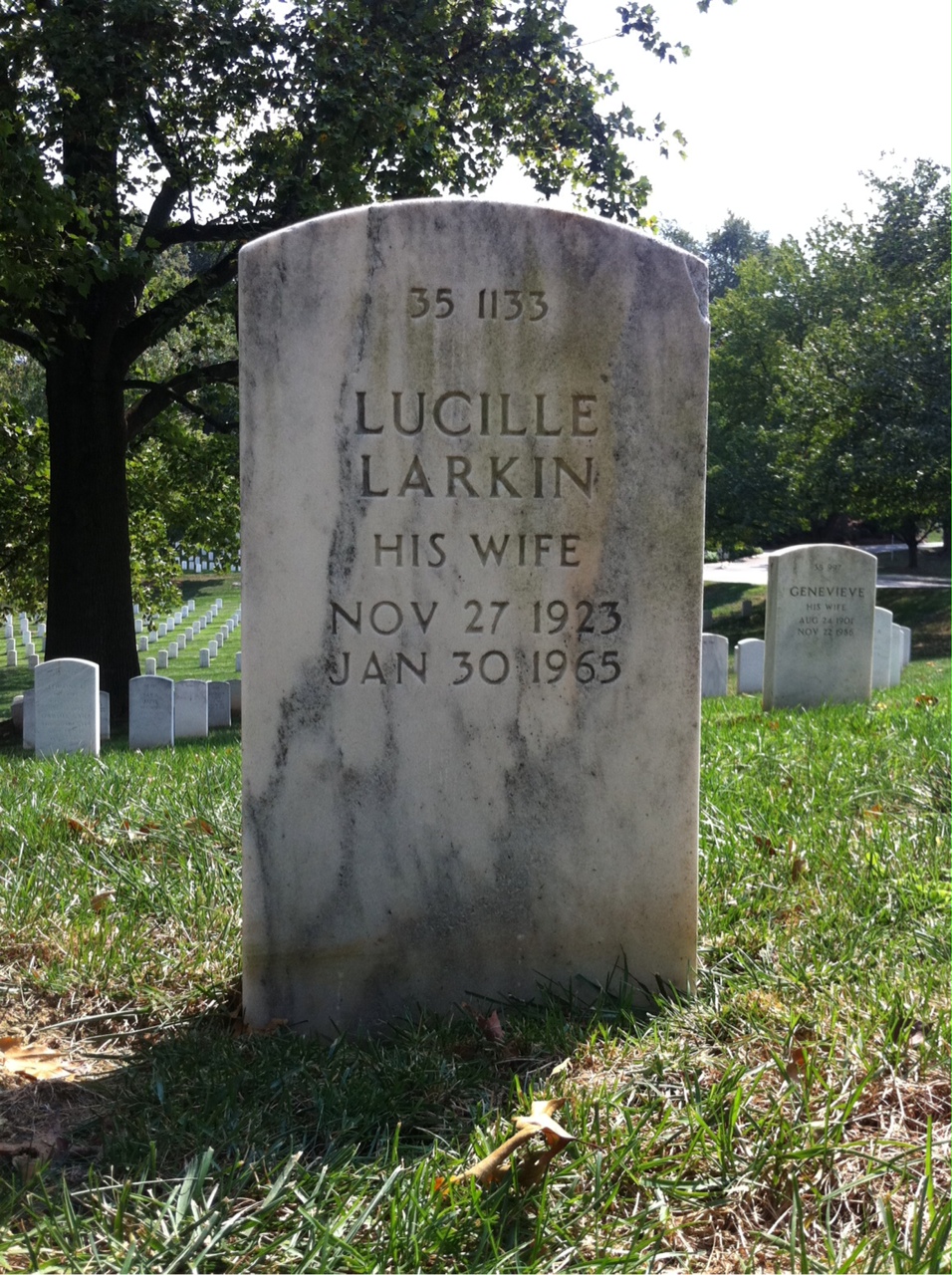 Back of headstone — Lucille Mendelson