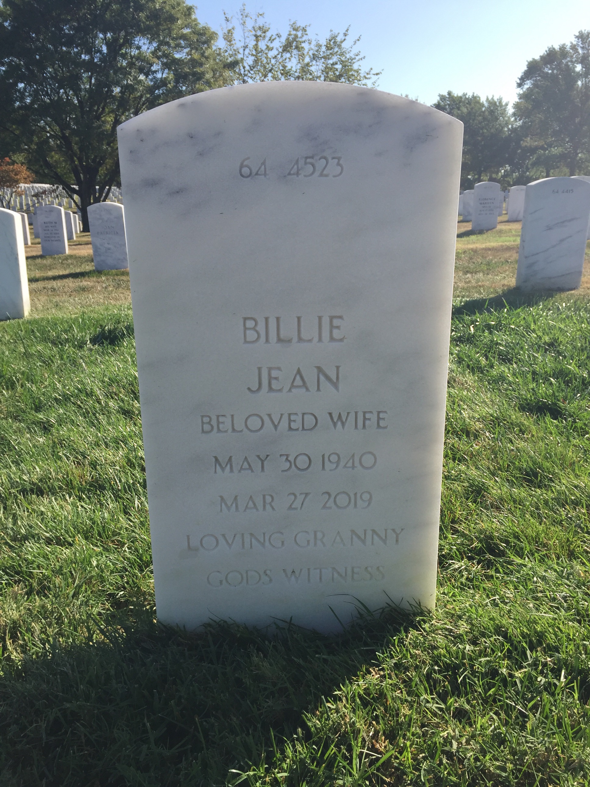 Back of headstone — Claude Preston Williams