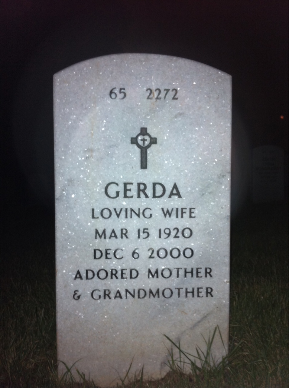 Back of headstone — Arthur Boyer