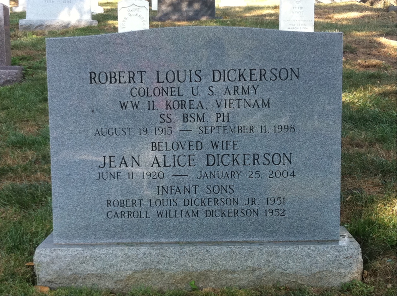 Back of headstone — Robert Dickerson