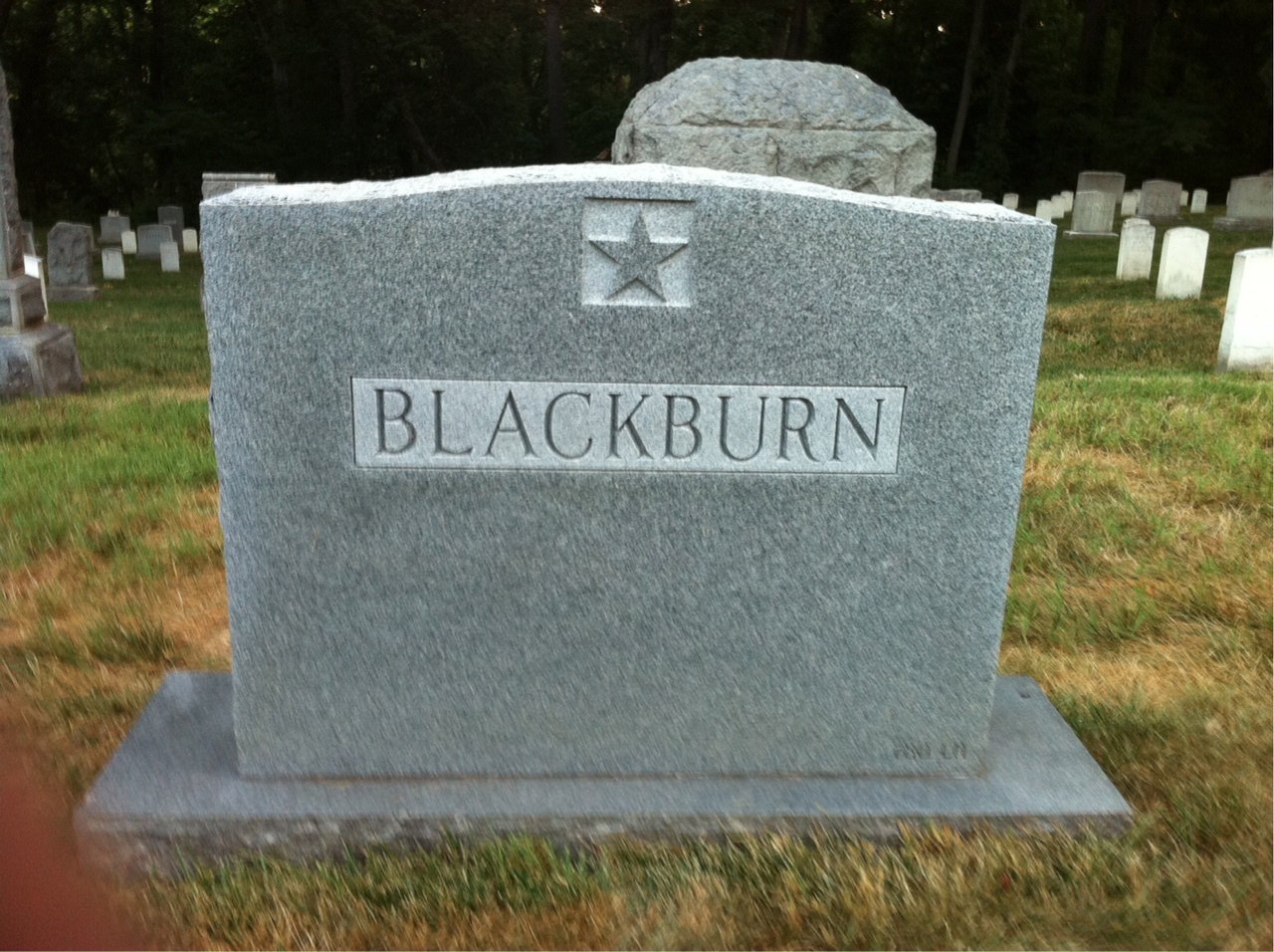Back of headstone — Donald Blackburn