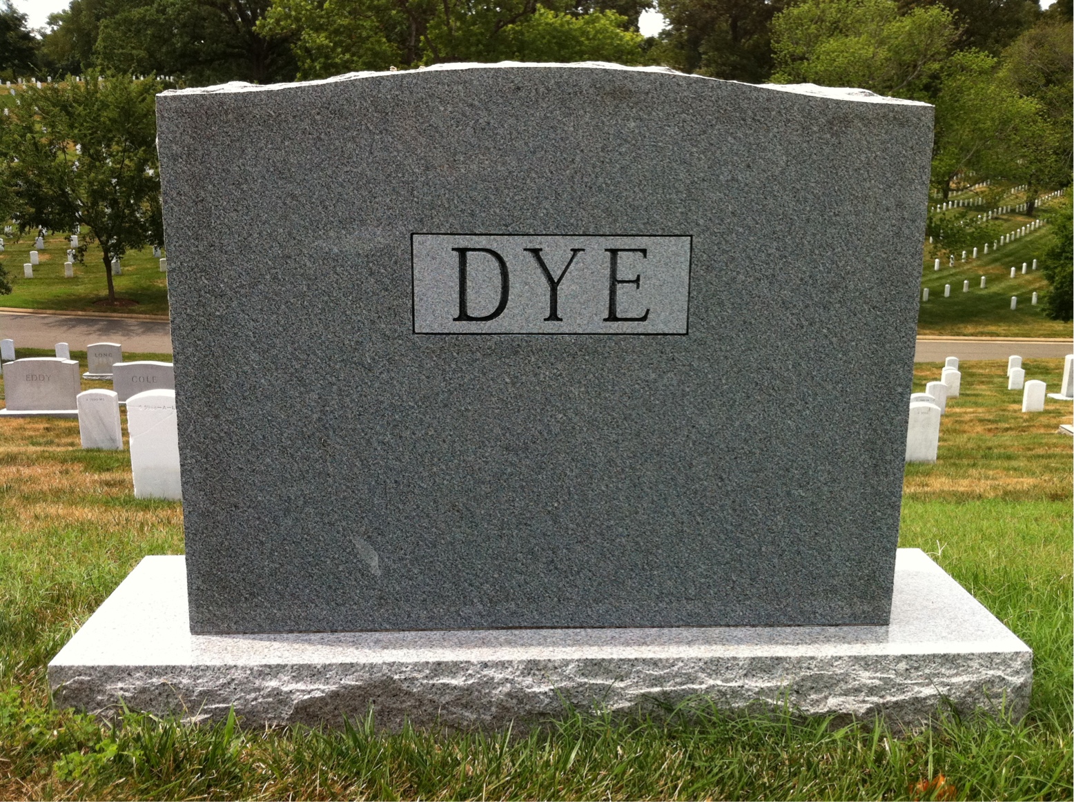 Back of headstone — Ira Dye