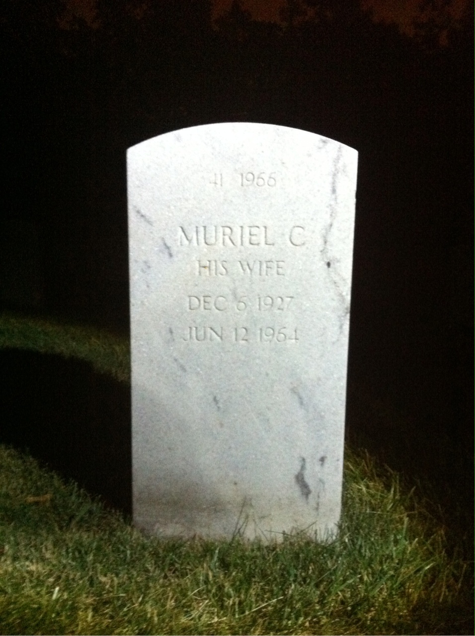Back of headstone — Muriel Adams