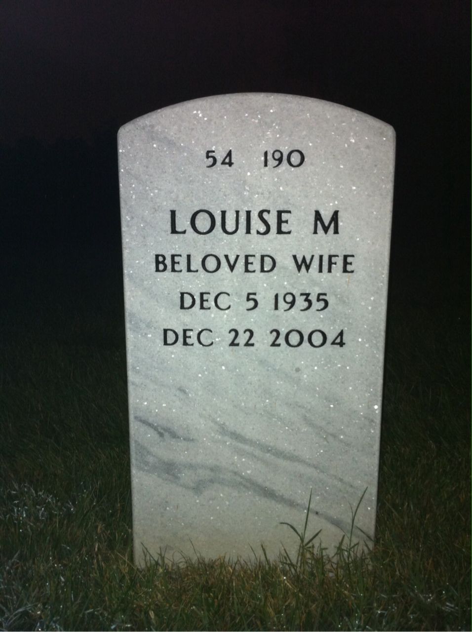 Back of headstone — Bennie Pierce