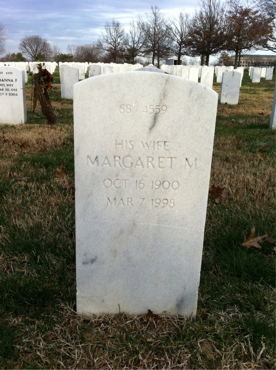 Back of headstone — William A Hartman