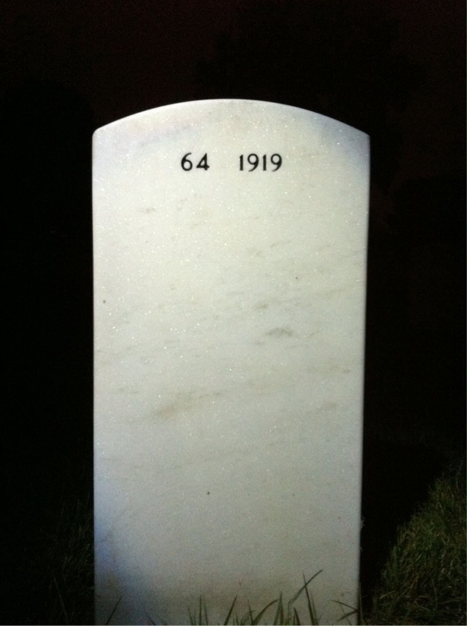 Back of headstone — Lewis Parker