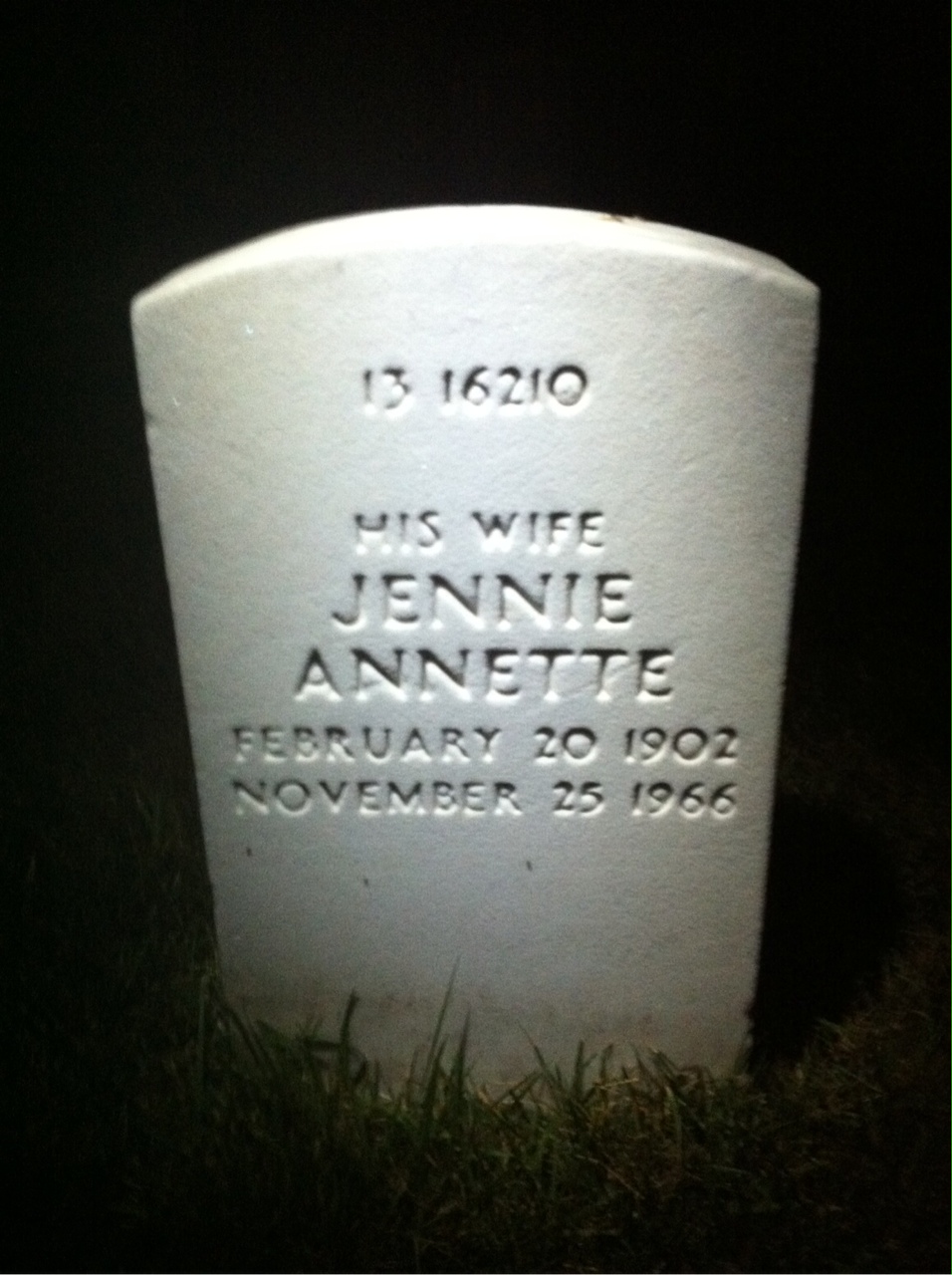 Back of headstone — Jennie Ballium