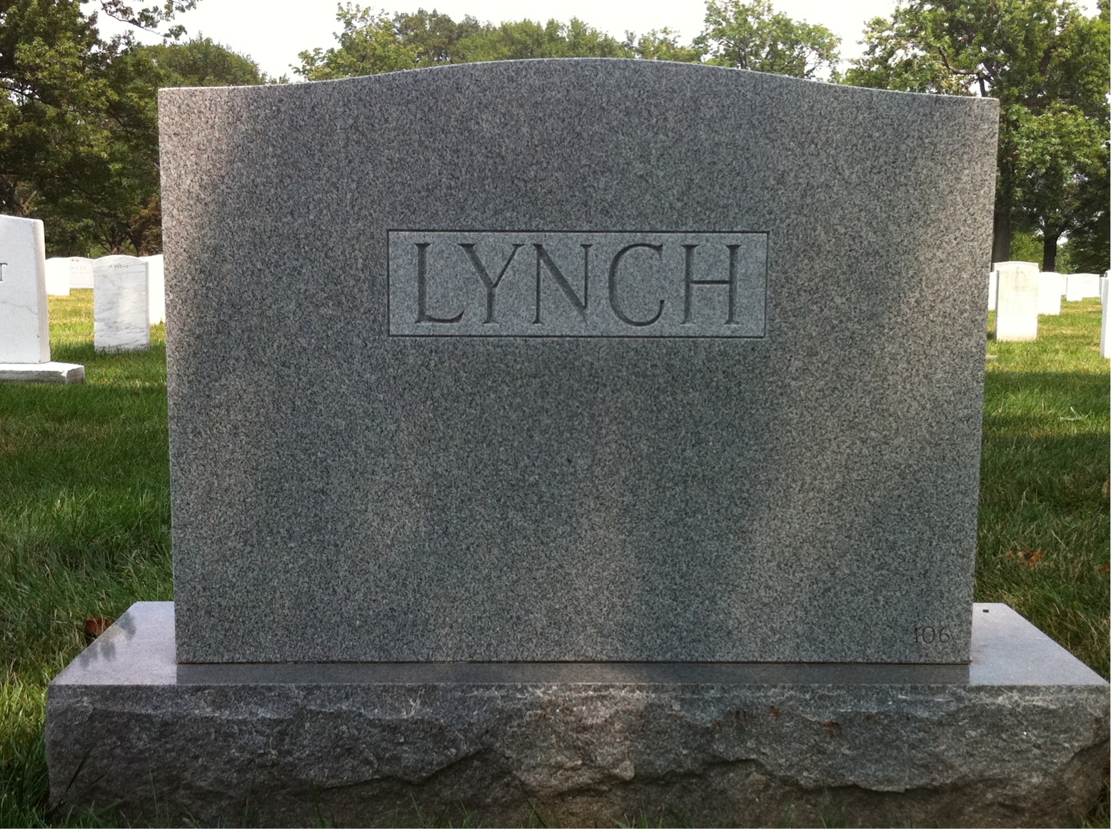 Back of headstone — Ralph Lynch