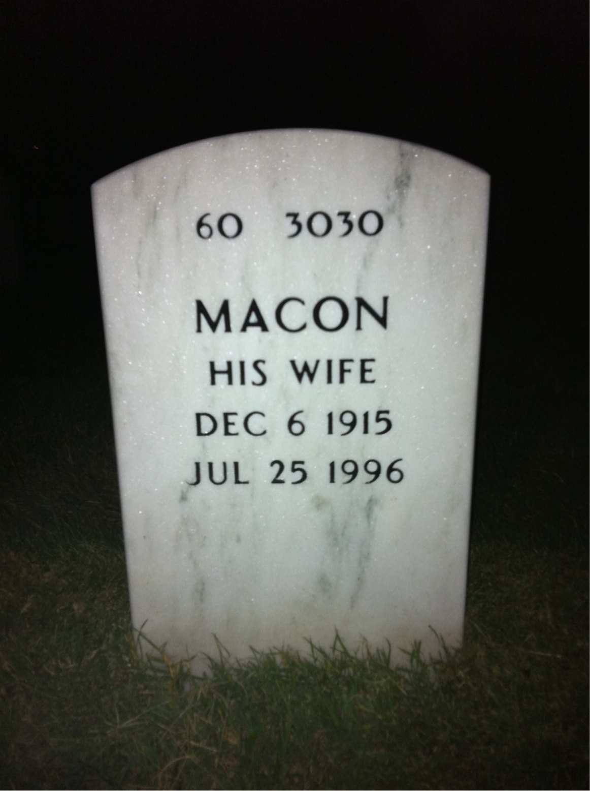 Back of headstone — Andre Dechaene