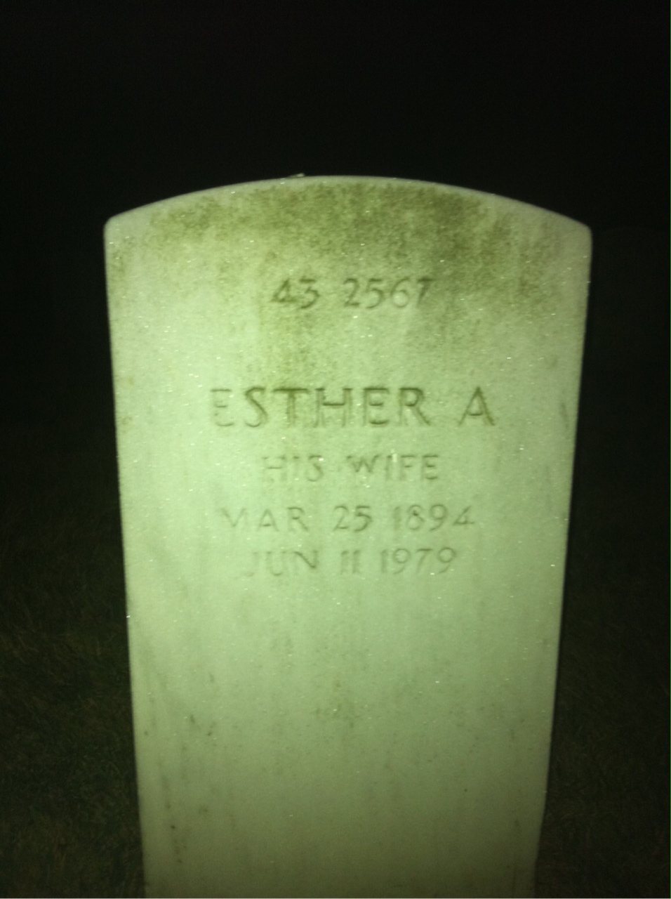 Back of headstone — Esther Murray