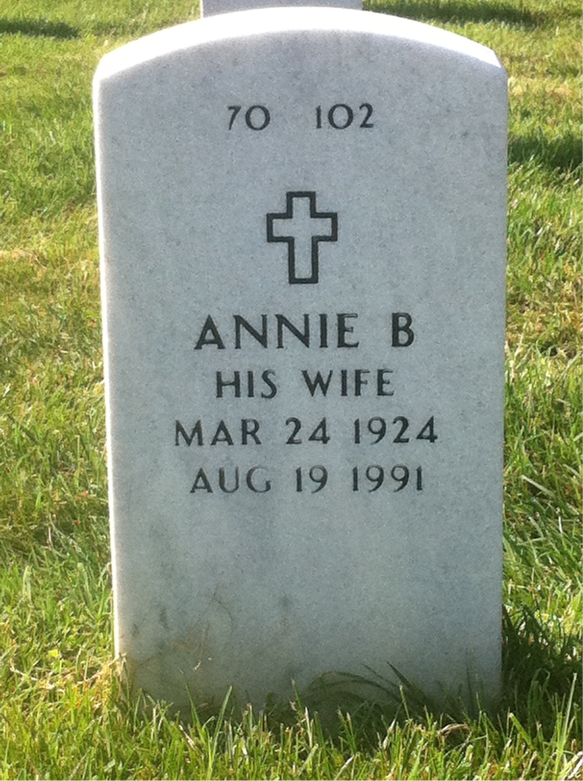 Back of headstone — Werren Lone