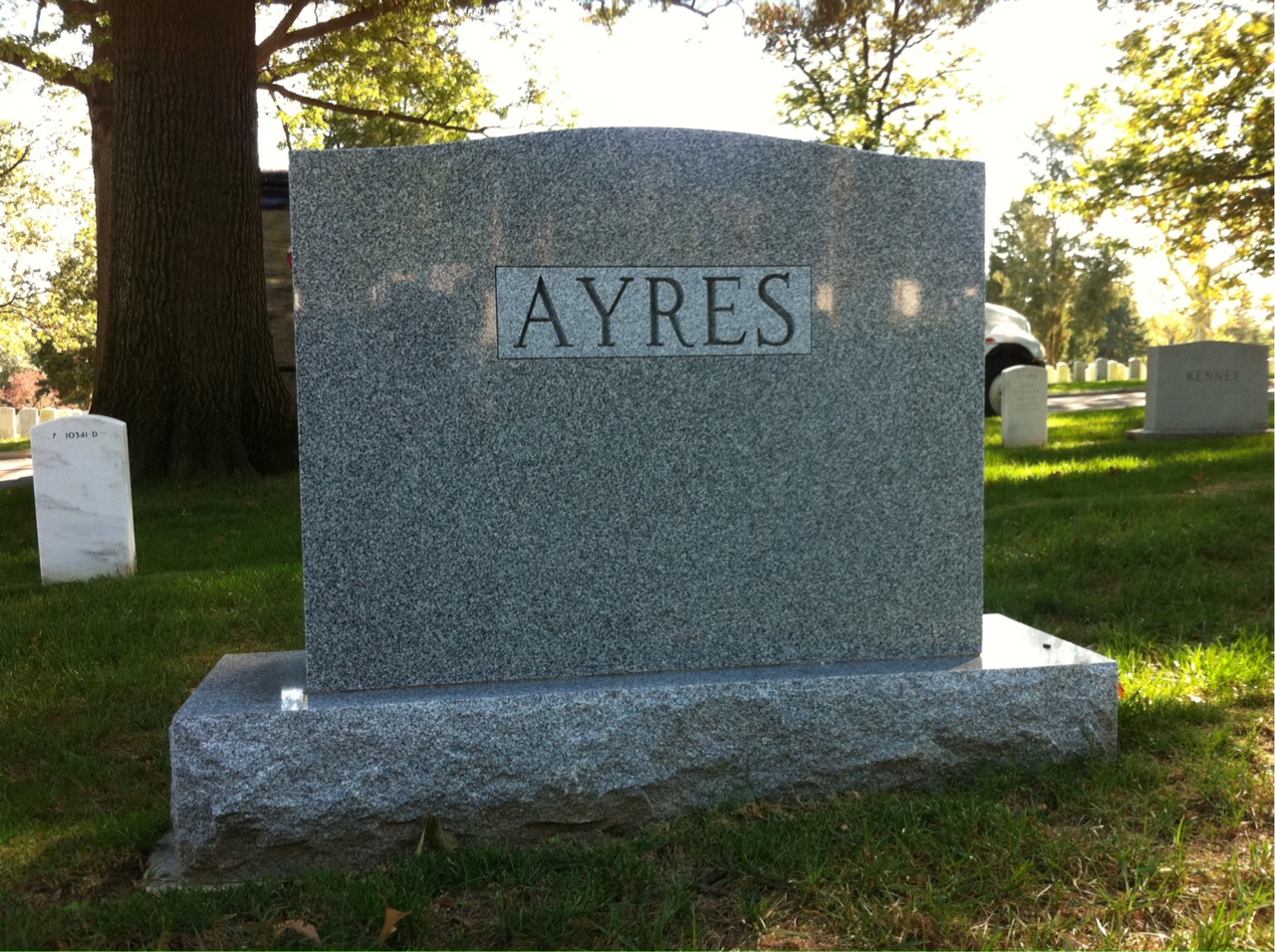 Back of headstone — William Ayres