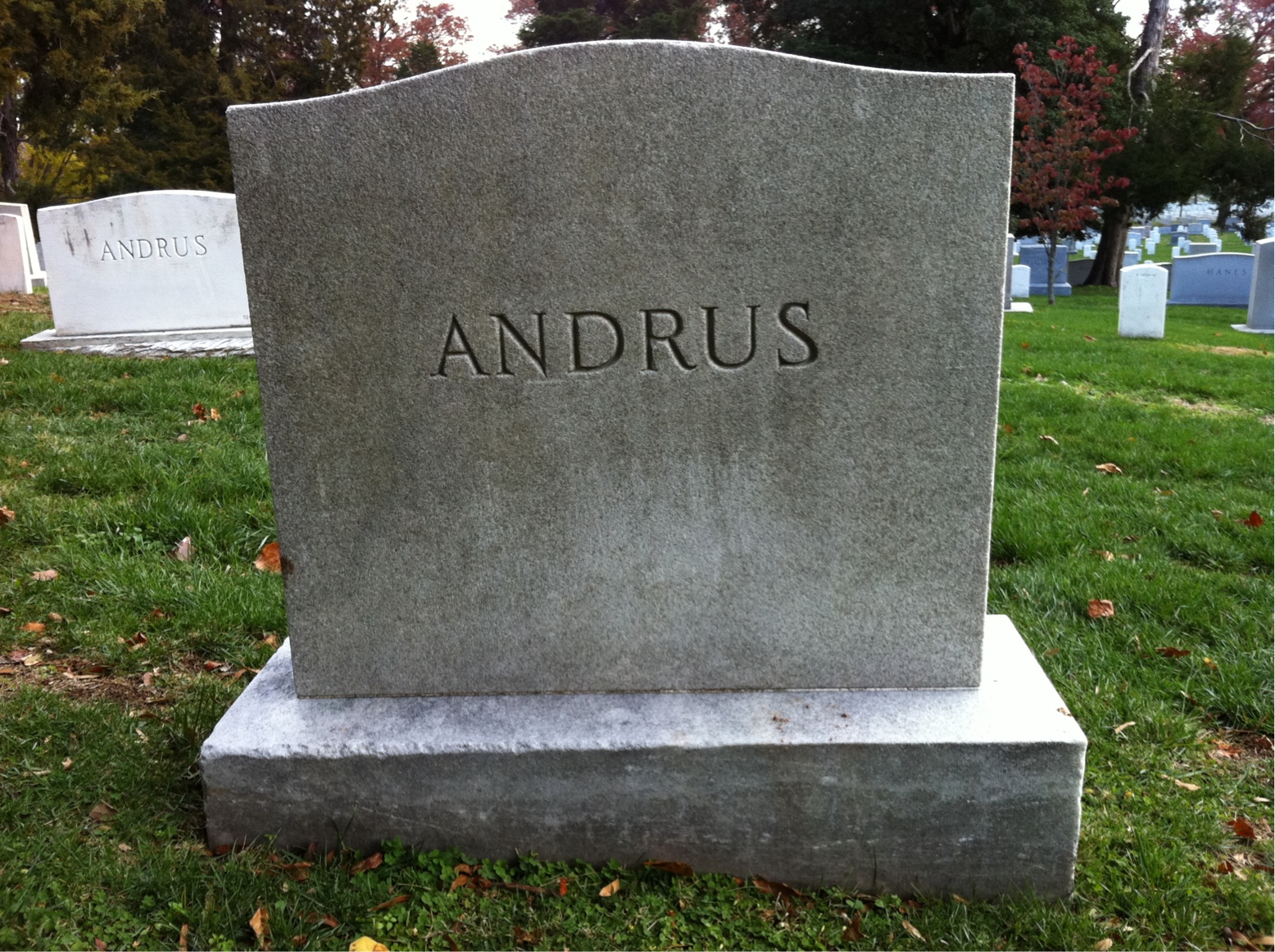 Back of headstone — Edwin Andrus