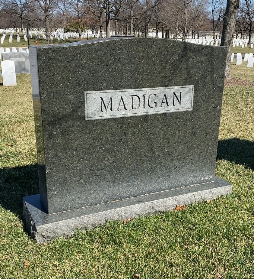Back of headstone — William Madigan
