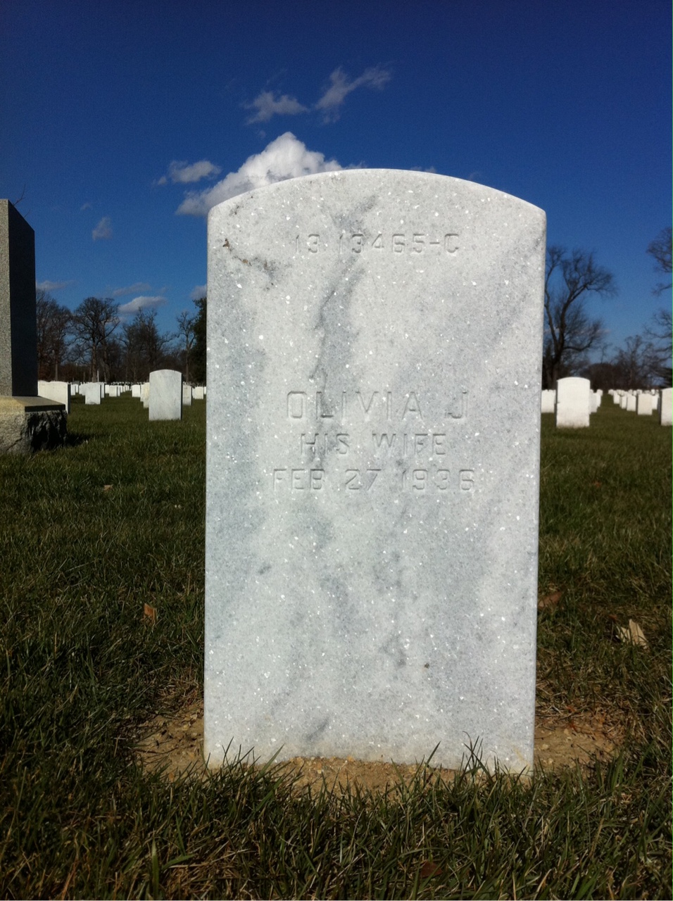 Back of headstone — Julian Baker