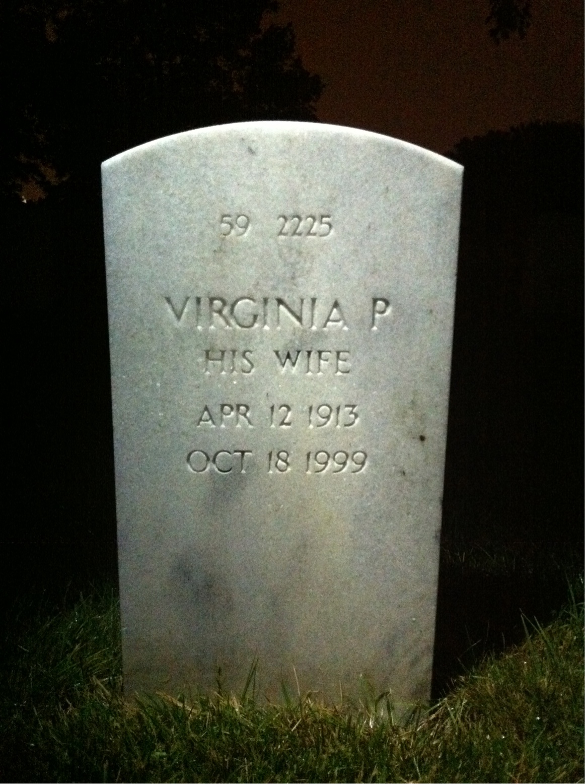 Back of headstone — Frank Arms