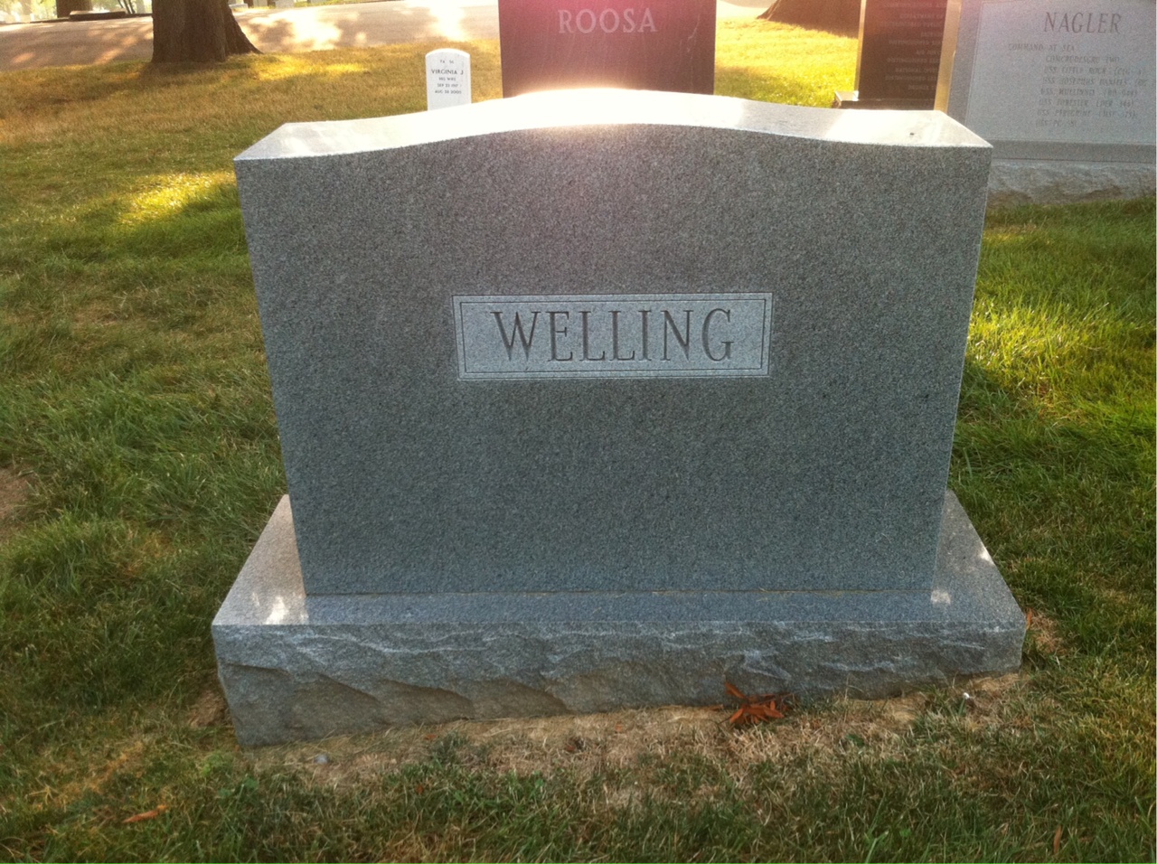 Back of headstone — Alvin Welling