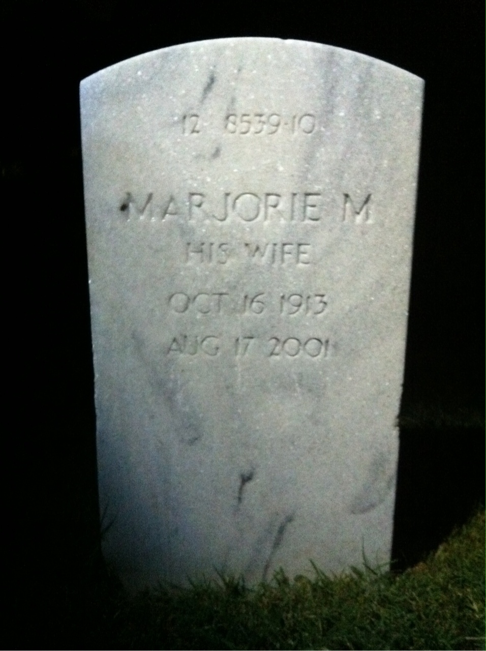 Back of headstone — Harvey Barrell