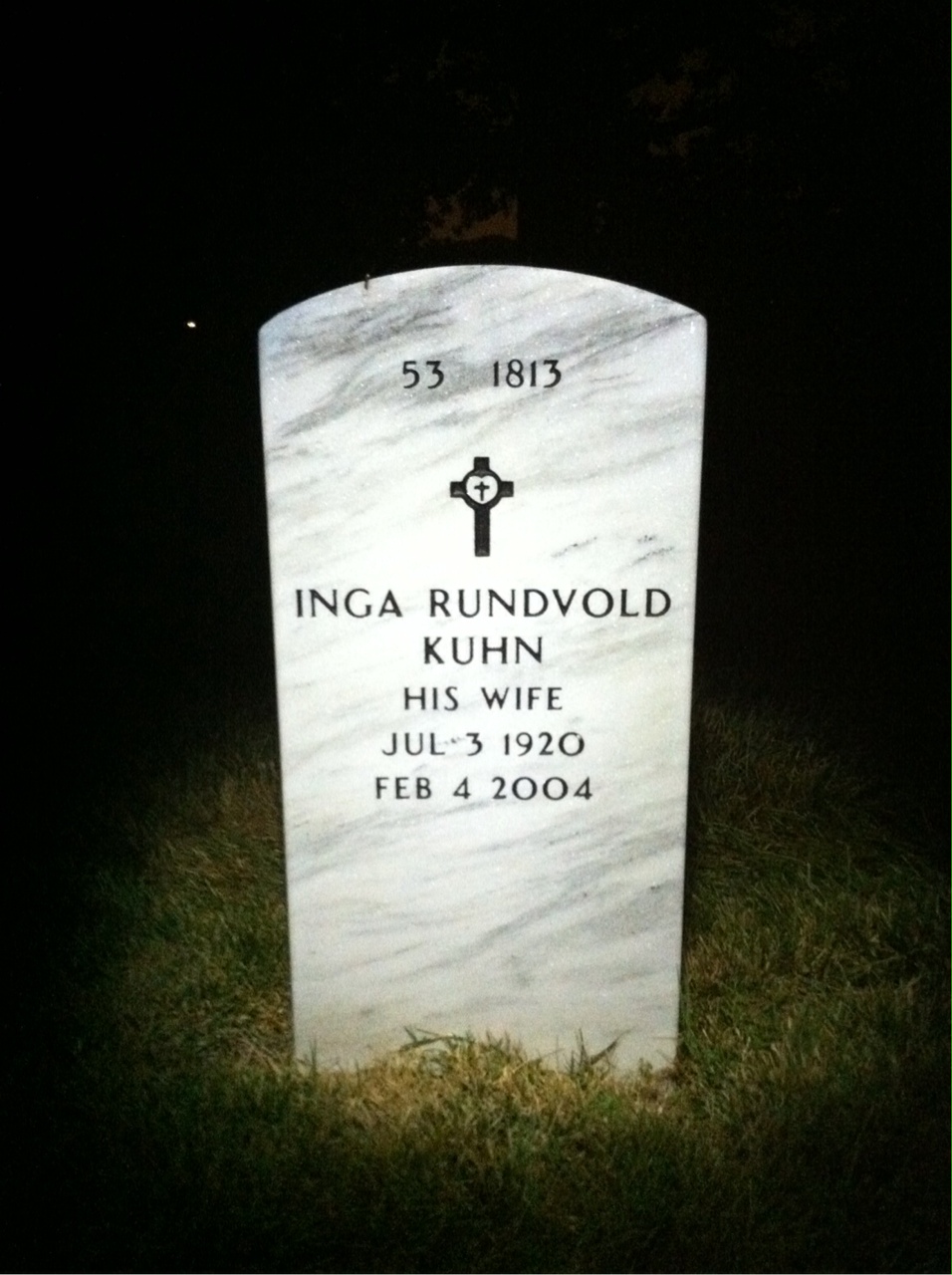 Back of headstone — Lester Hook