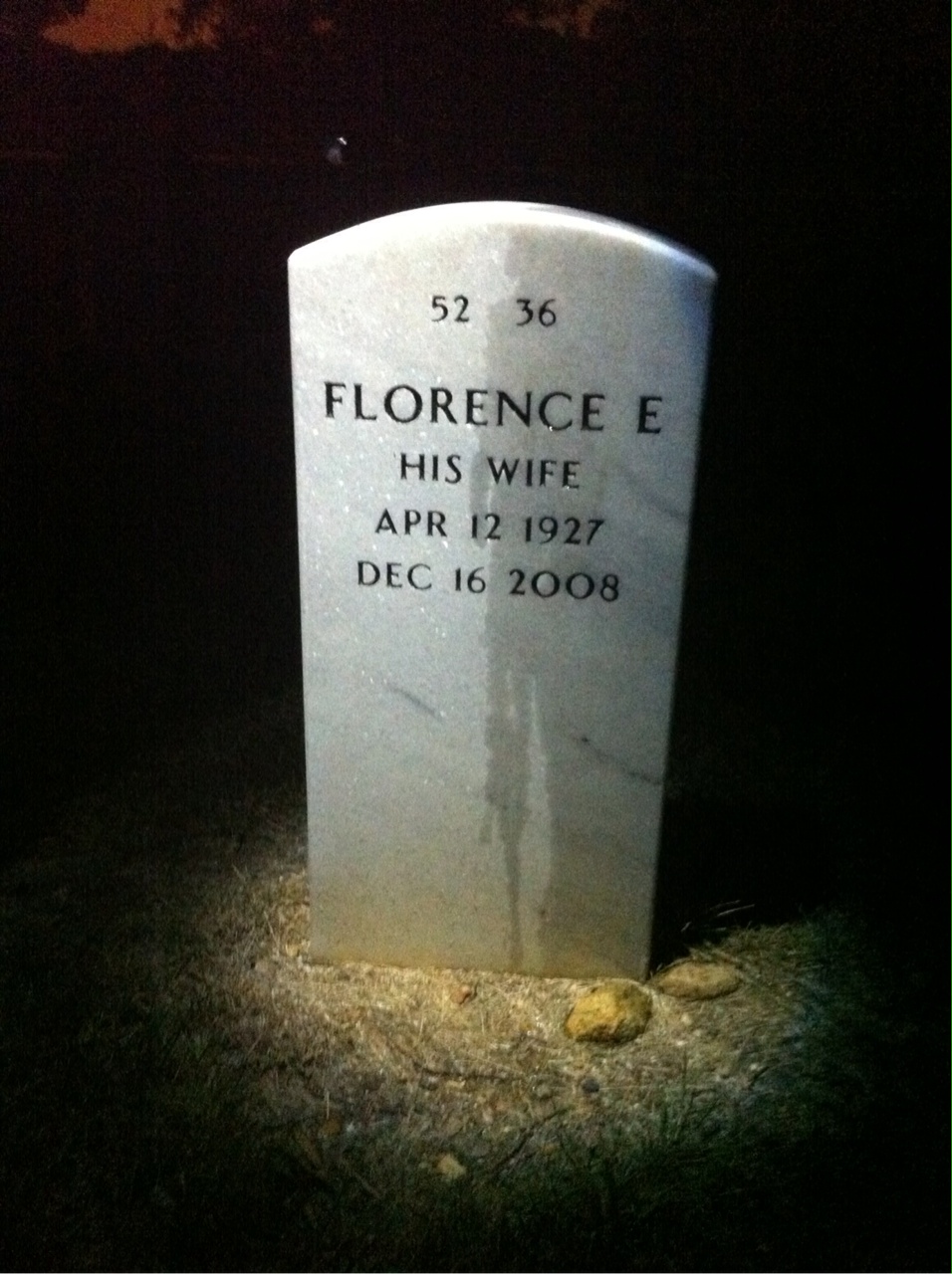 Back of headstone — Arthur Richard