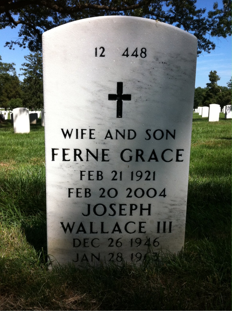Back of headstone — Joseph Collins