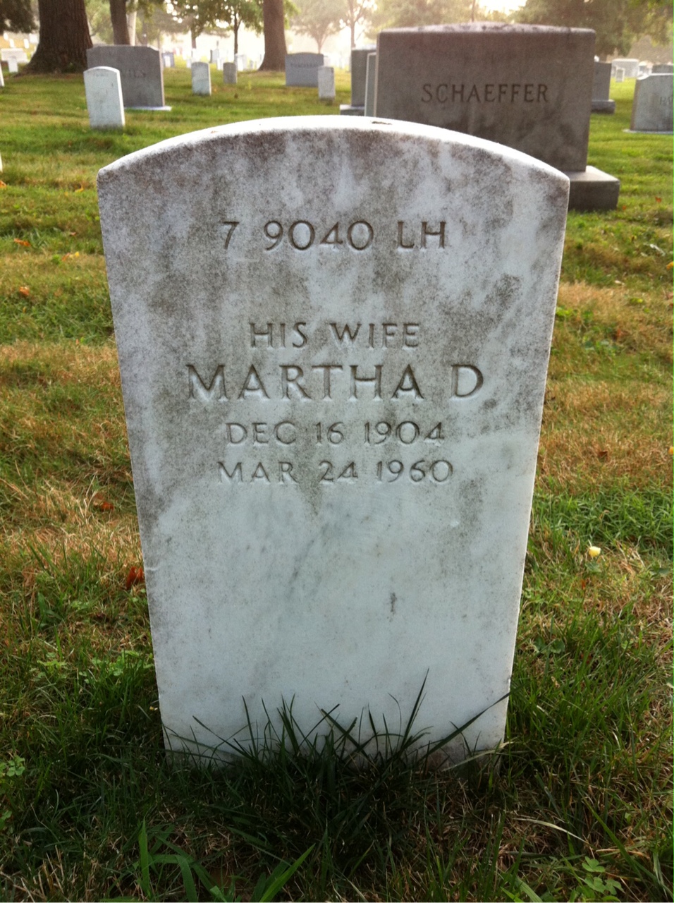 Back of headstone — Martha Bennett