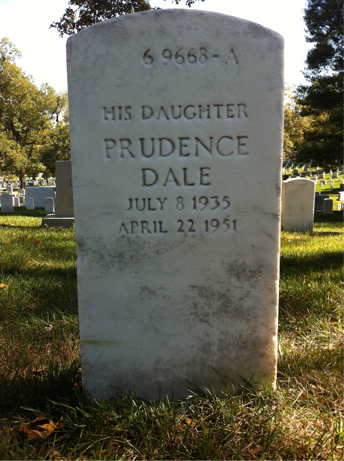 Back of headstone — Prudence Adams