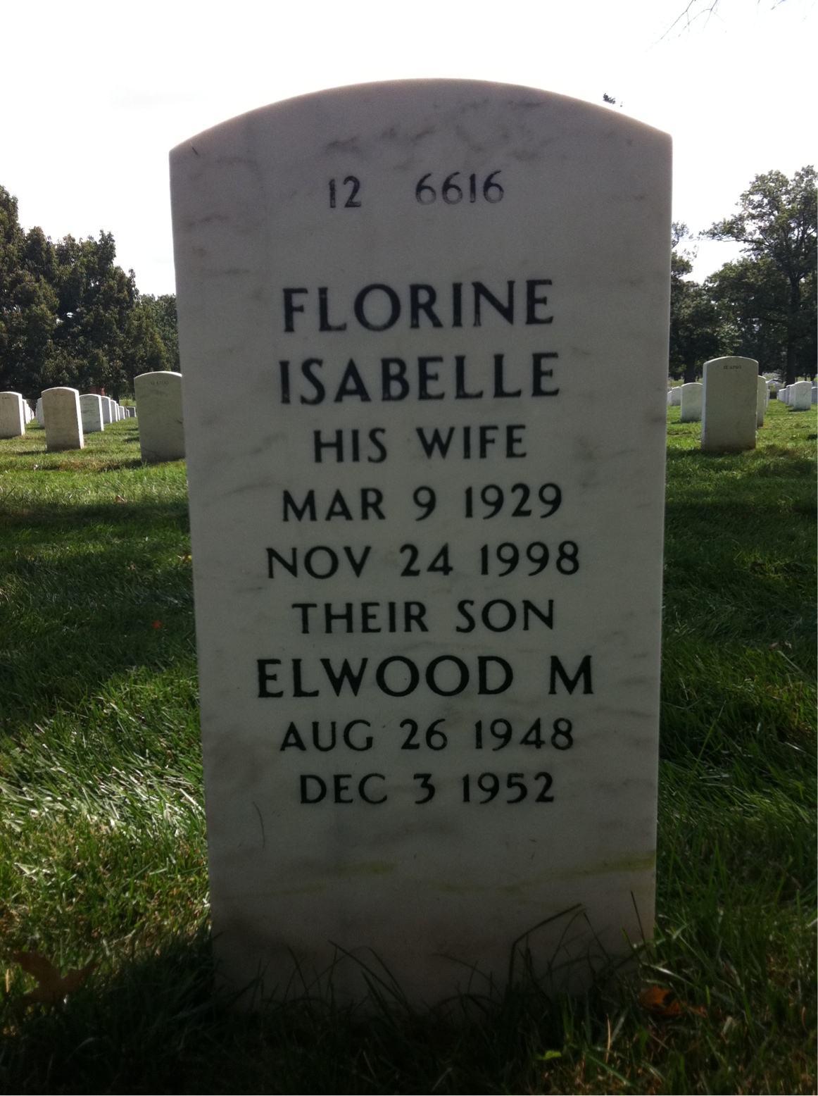 Back of headstone — Melvin Bradford