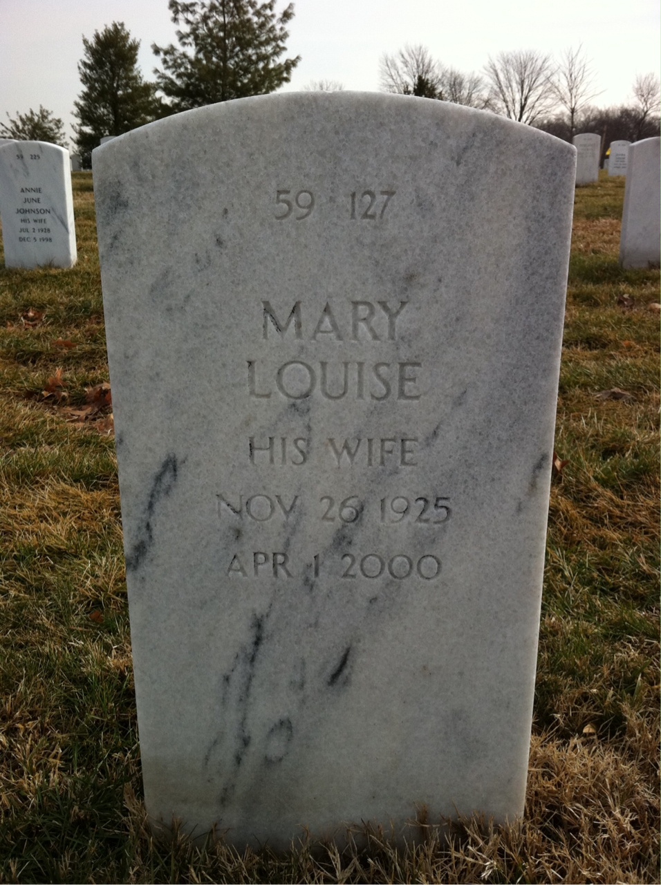 Back of headstone — Walter Miller