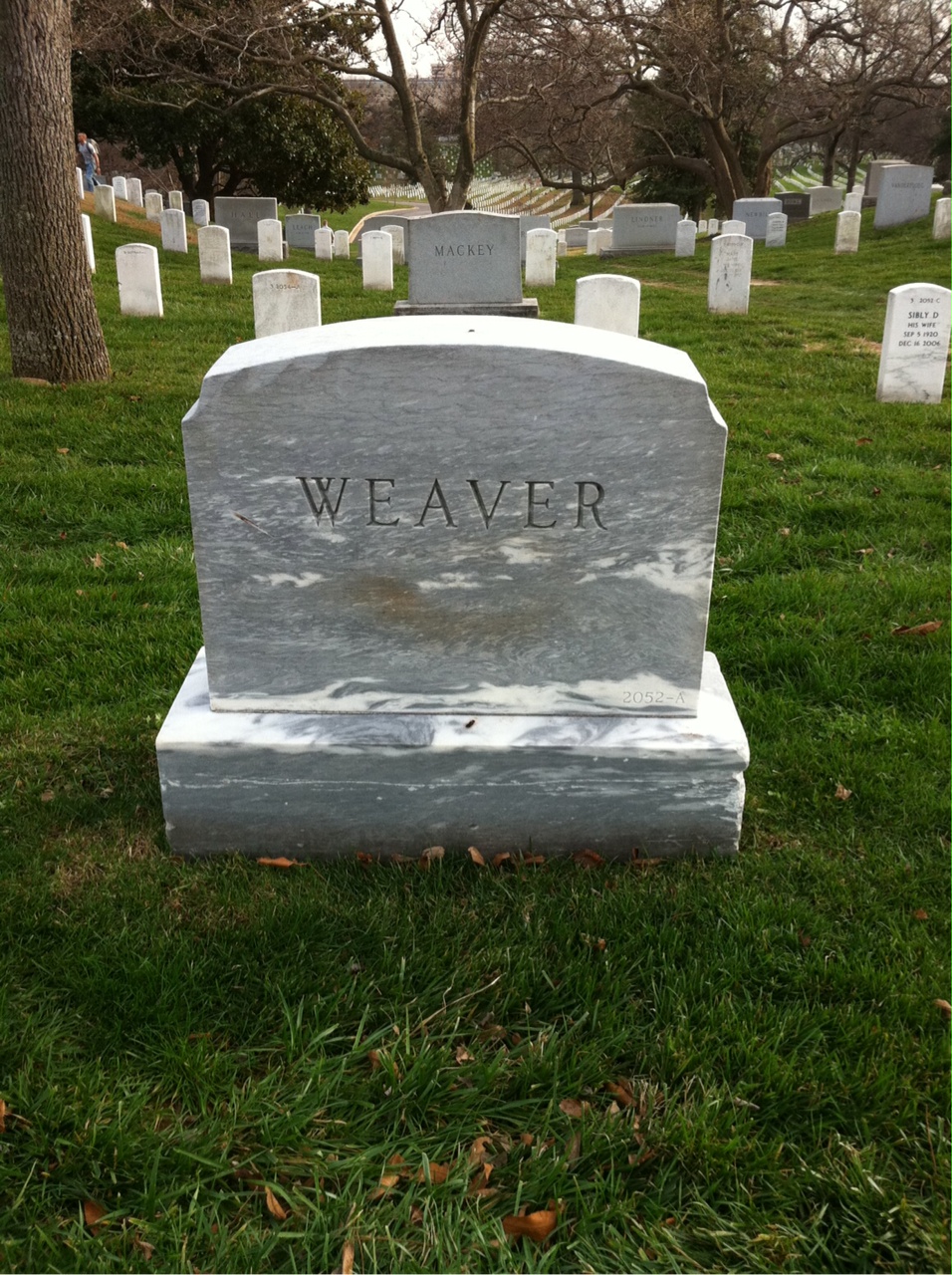 Back of headstone — William K Weaver