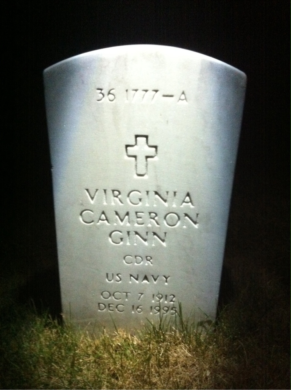 Back of headstone — William Henry Ginn