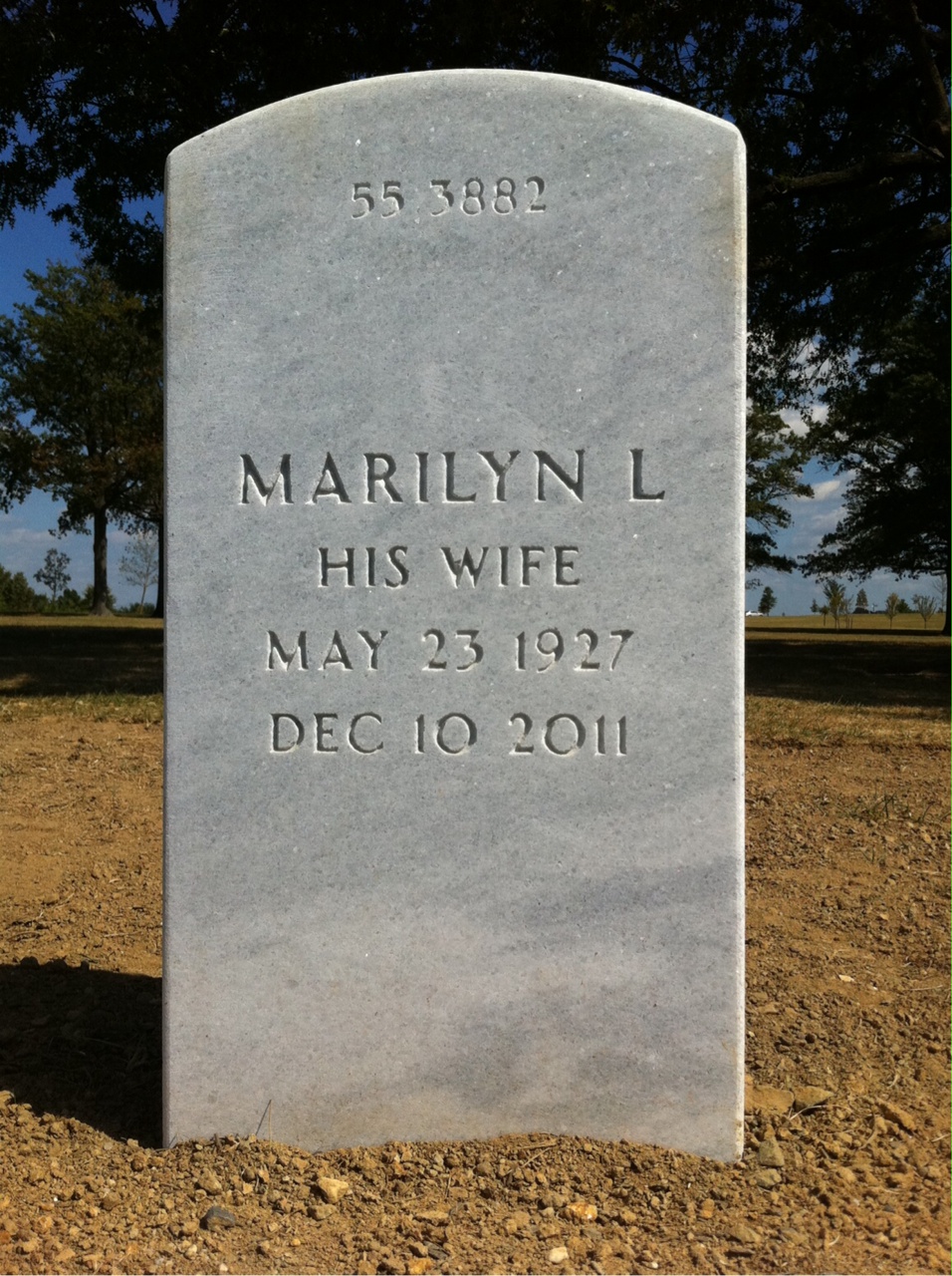Back of headstone — Wilfred Bacchus
