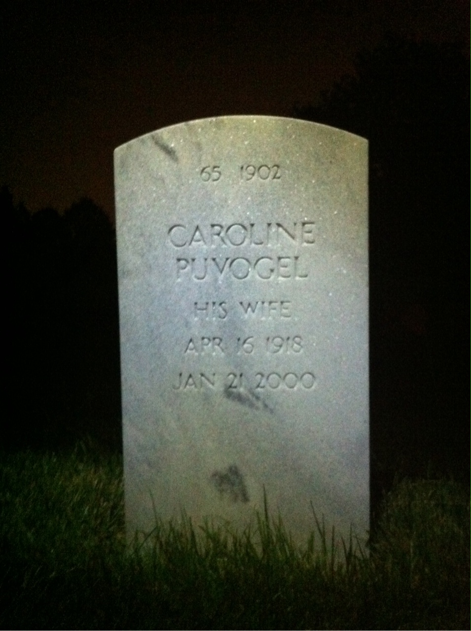 Back of headstone — Caroline Mooney