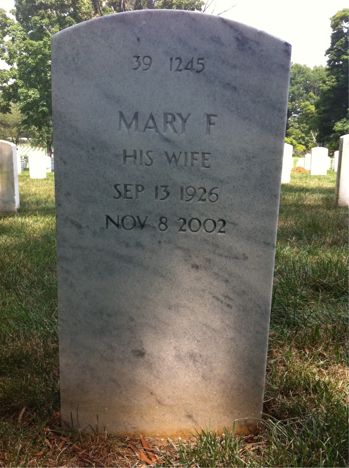 Back of headstone — Mary Auger