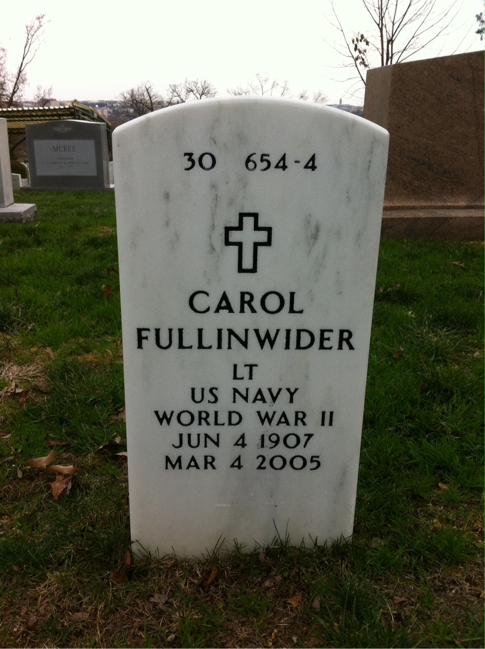 Back of headstone — Carol Fullinwider