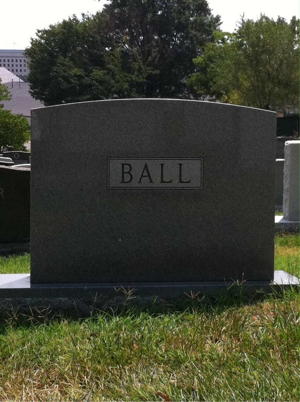 Back of headstone — Eugene Ball