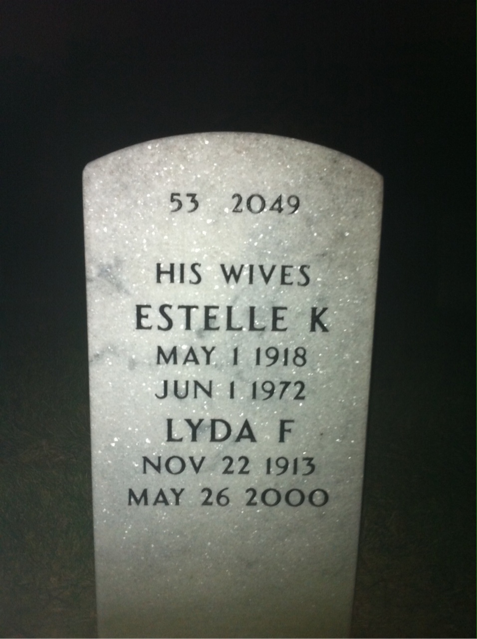 Back of headstone — Bert Smith
