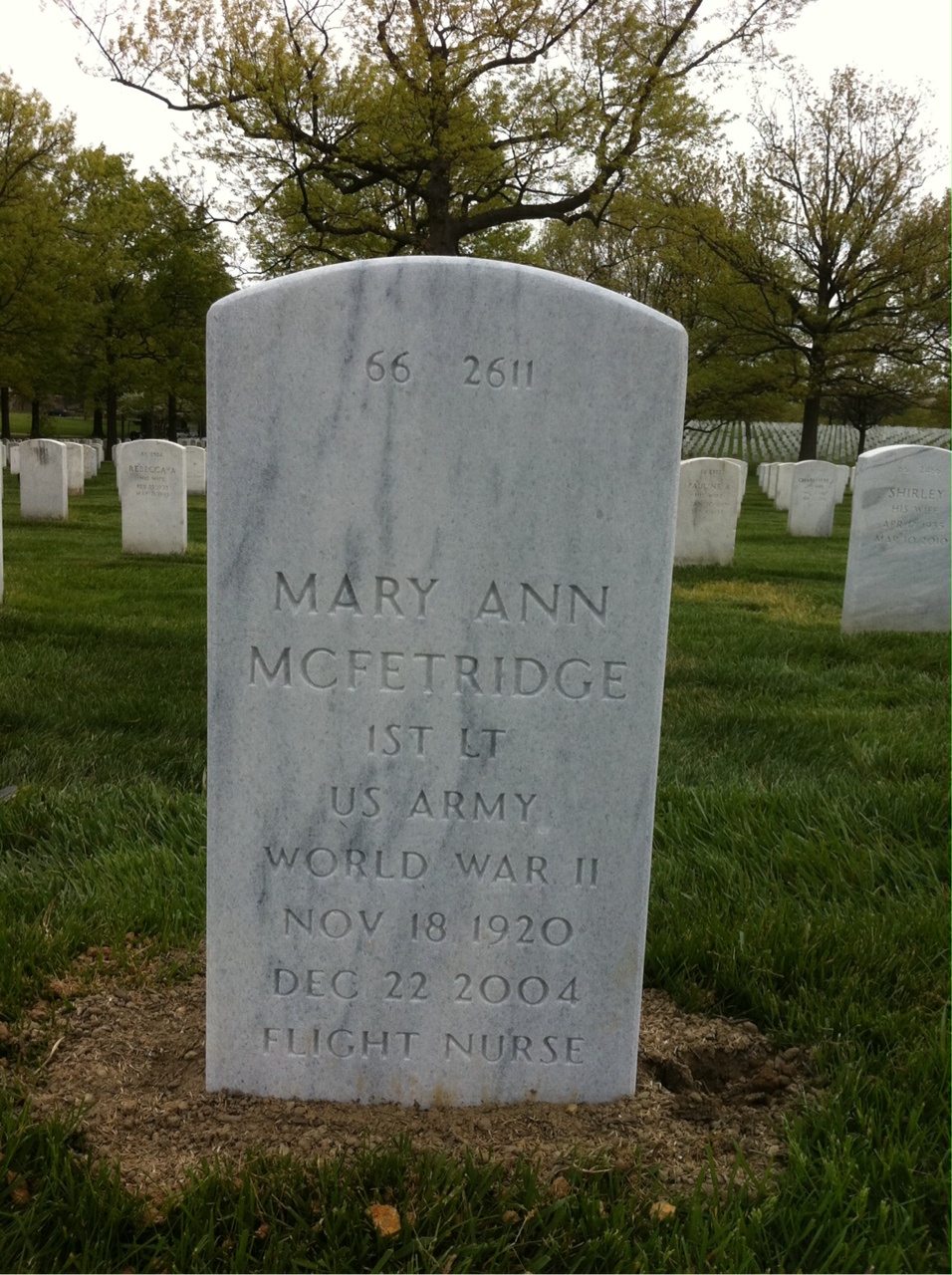 Back of headstone — George Mcfetridge