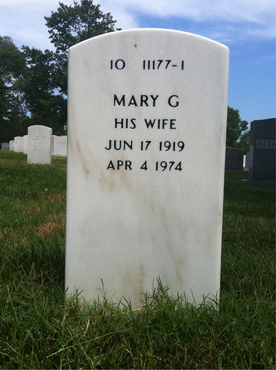 Back of headstone — George Wotherspoon