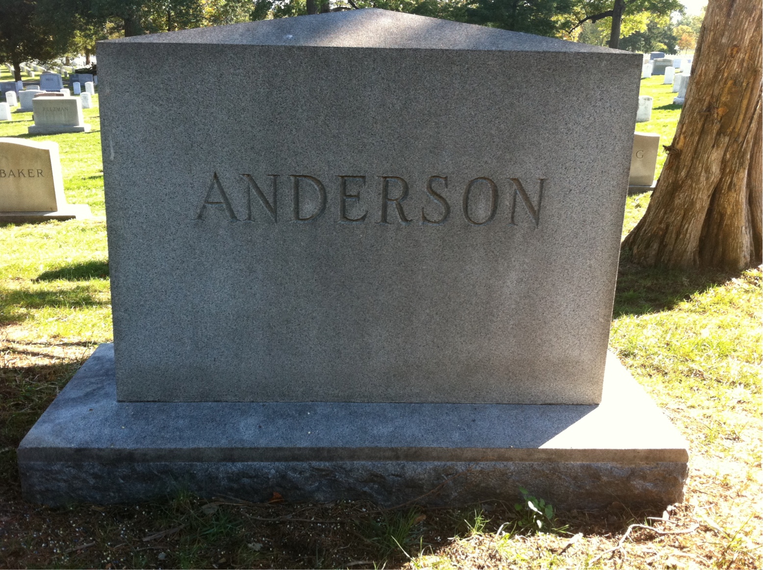 Back of headstone — Samuel Anderson