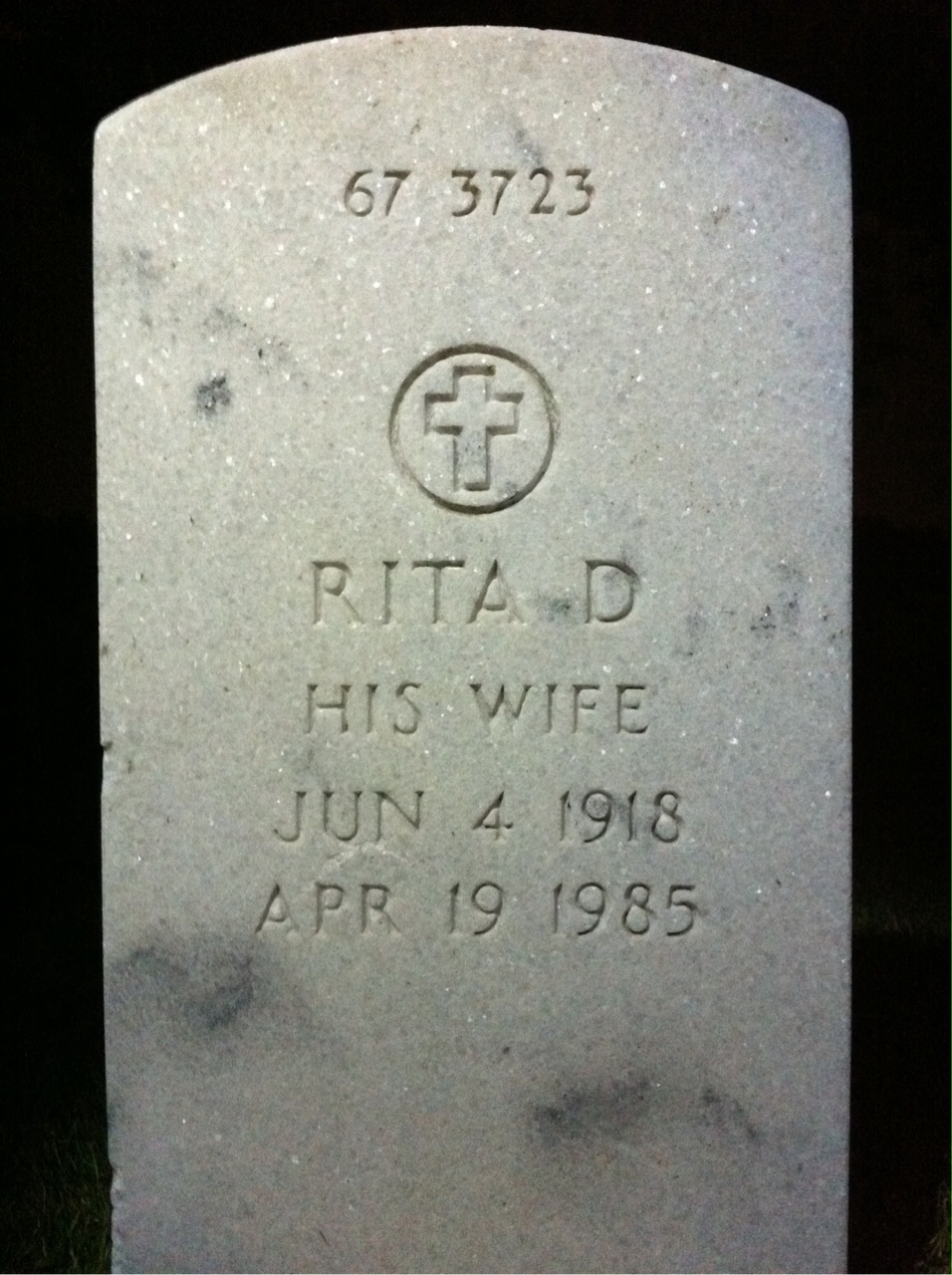 Back of headstone — Bernard Meredith Rowlett
