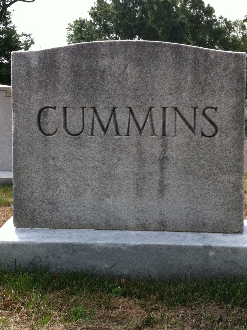 Back of headstone — David Cummins