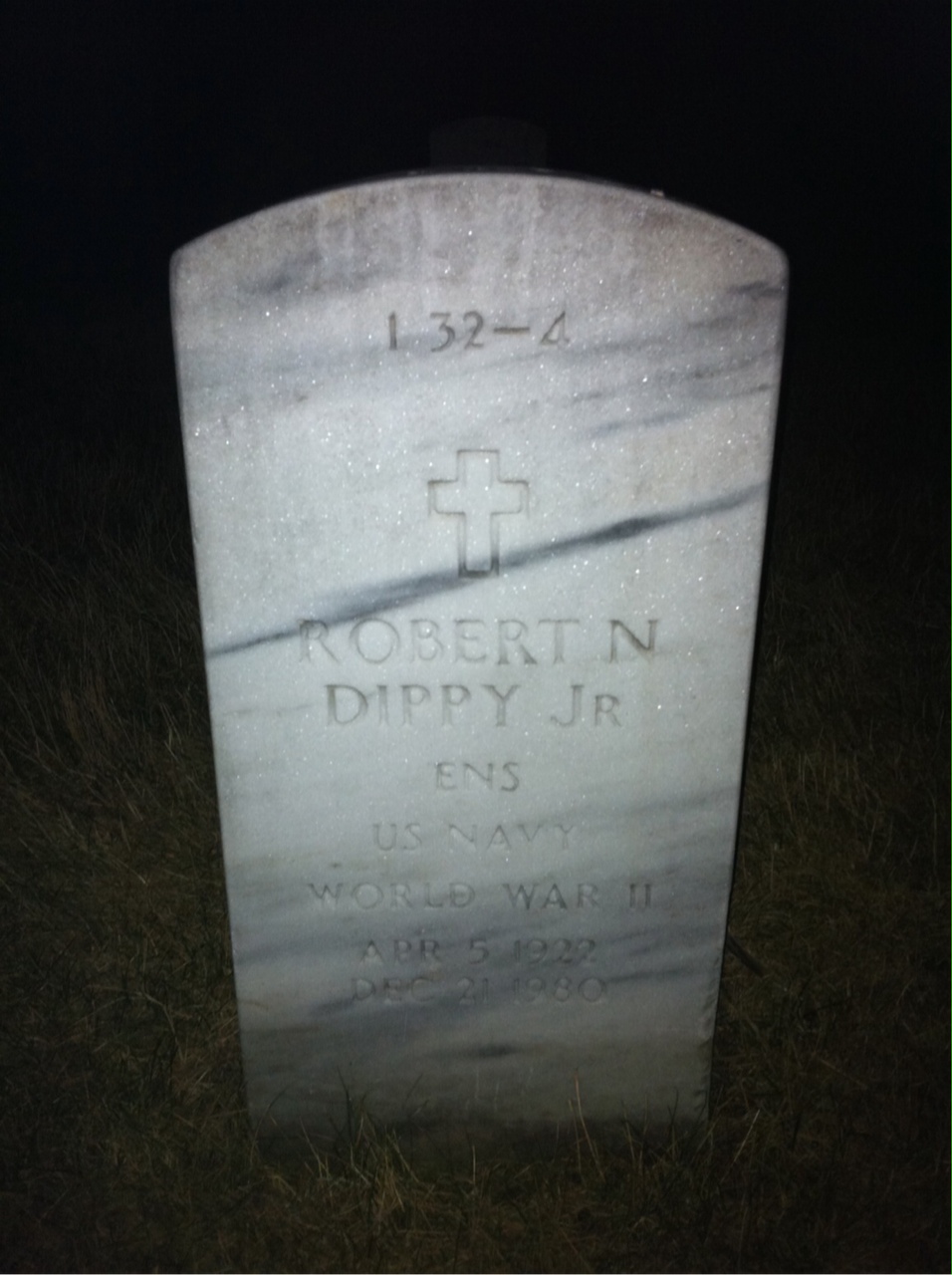 Back of headstone — Robert N Dippy