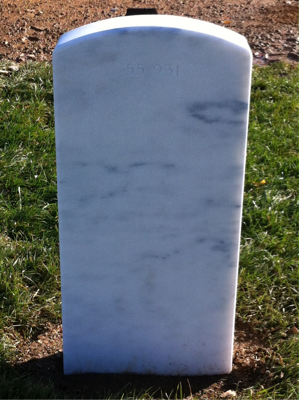 Back of headstone — Kenneth J Harvey