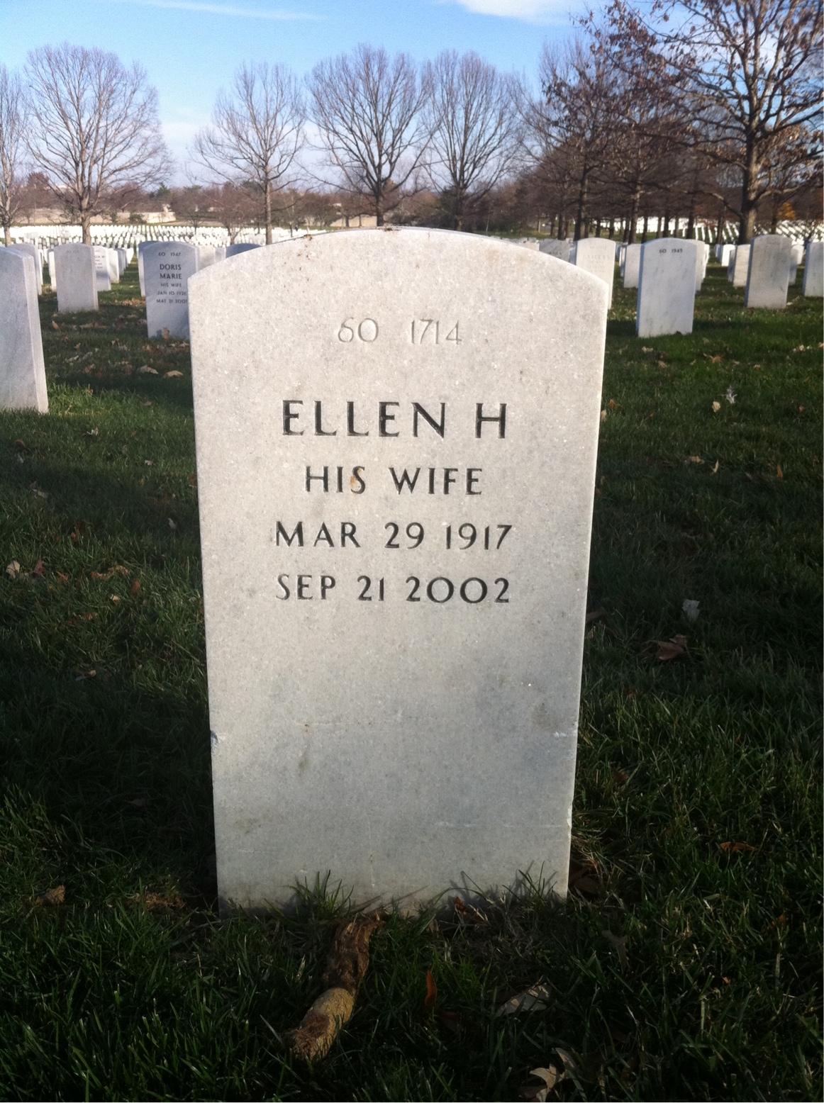 Back of headstone — Ellen Bailey