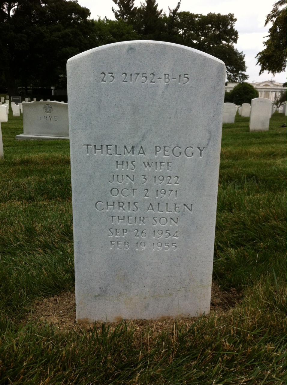 Back of headstone — Perry Huie