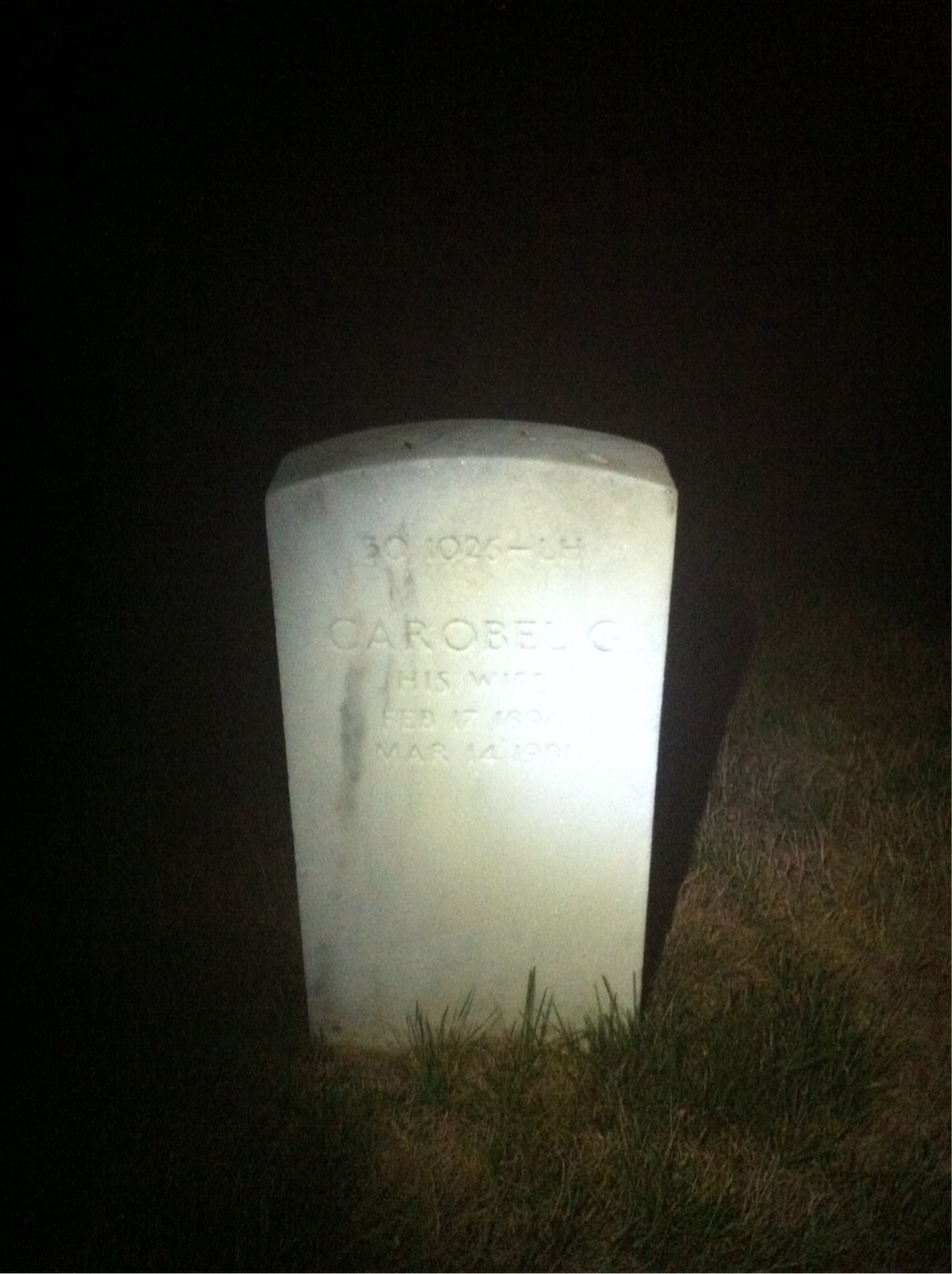 Back of headstone — Carobel Mcneill