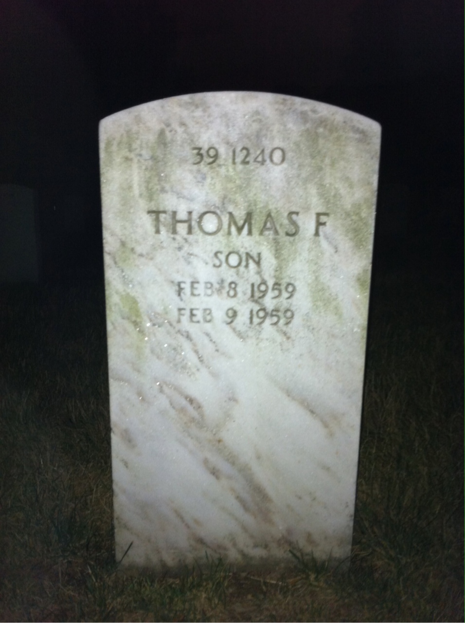 Back of headstone — Thomas Murphy